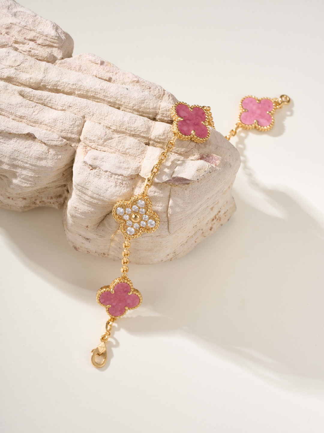 Van Cleef & Arpels Alhambra Pink Enamel Bracelet